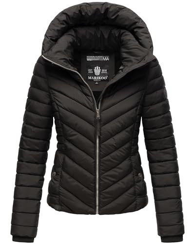 MARIKOO Damen Winter Stepp Jacke Outdoor Herbst Steppjacke Kapuze Kagomee XS -XXL (DE/NL/SE/PL, Alphanumerisch, L, Regular, Regular, Schwarz) von MARIKOO