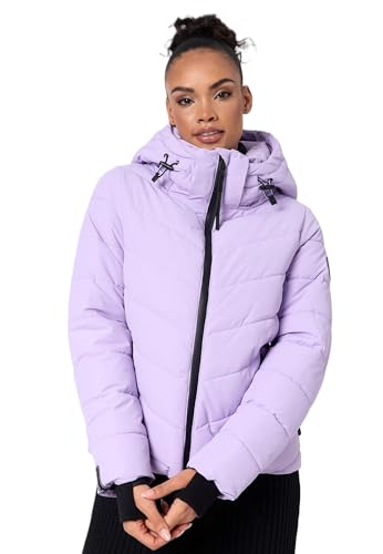 MARIKOO Winterjacke Damen (XS-XXL) - Wasserabweisend, Warm, Kapuze abnehmbar, Winddicht - Steppjacke, Frauen - Stehkragen, 4 Taschen, verlängerter Zipper - Light Lilac XL von MARIKOO