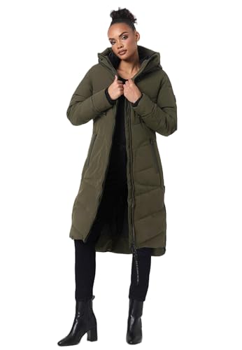 MARIKOO Damen Winterjacke Stepp Winter Jacke gesteppter Wintermantel warm lang Mantel [B949-Benik-Dark-Olive-Gr.M] von MARIKOO