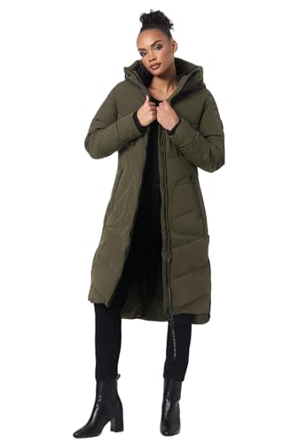 MARIKOO Damen Winterjacke Stepp Winter Jacke gesteppter Wintermantel warm lang Mantel [B949-Benik-Dark-Olive-Gr.S] von MARIKOO