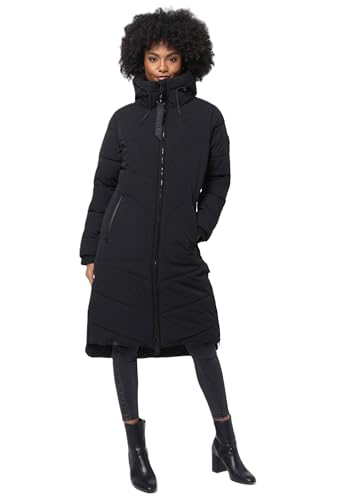 MARIKOO Damen Winterjacke Stepp Winter Jacke gesteppter Wintermantel warm lang Mantel [B949-Benik-Schwarz-Gr.XL] von MARIKOO