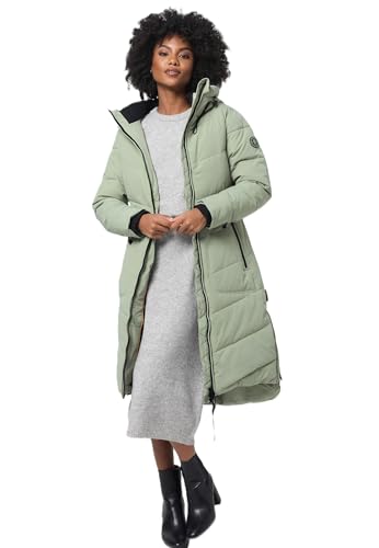 MARIKOO Damen Winterjacke Stepp Winter Jacke gesteppter Wintermantel warm lang Mantel [B949-Benik-Smokey-Mint-Gr.XL] von MARIKOO