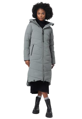 MARIKOO Damen Winterjacke Stepp Winter Jacke gesteppter Wintermantel warm lang Mantel [B949-Benik-Stormy-Blue-Gr.XXL] von MARIKOO
