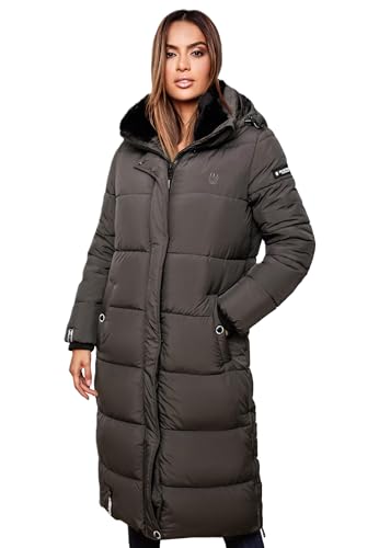 MARIKOO Damen Winter Steppjacke Lang B936 [B936-Relizi-Anthrazit-Gr.XXL] von MARIKOO