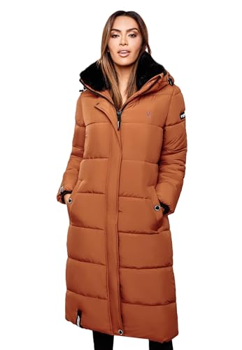 MARIKOO Damen Winter Steppjacke Lang B936 [B936-Relizi-Cinnamon-Gr.XS] von MARIKOO