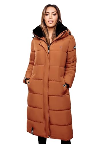 MARIKOO Damen Winter Steppjacke Lang B936 [B936-Relizi-Cinnamon-Gr.XXL] von MARIKOO