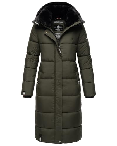 MARIKOO Damen Winter Steppjacke Lang B936 [B936-Relizi-Dark-Olive-Gr.XL] von MARIKOO