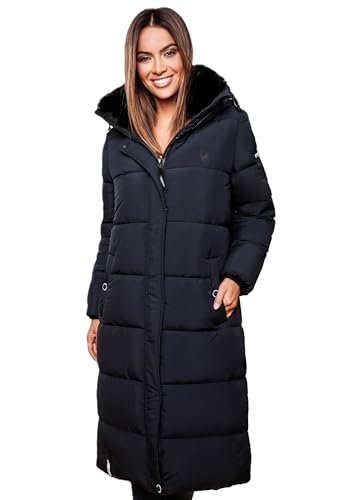 MARIKOO Damen Winter Steppjacke Lang B936 [B936-Relizi-Navy-Gr.L] von MARIKOO