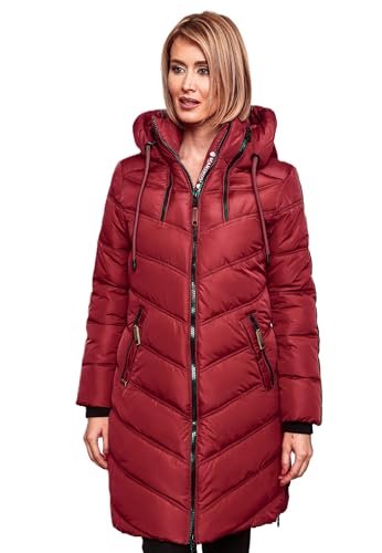 MARIKOO Damen Winter Steppjacke Mantel Parka Winterjacke gesteppt B842 [B842-Armas-Blood-Red-Gr.XXL] von MARIKOO