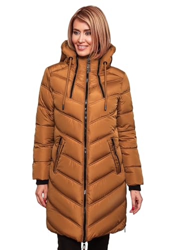 MARIKOO Damen Winter Steppjacke Mantel Parka Winterjacke gesteppt B842 [B842-Armas-Cinnamon-Gr.M] von MARIKOO