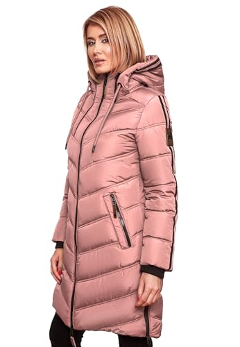 MARIKOO Damen Winter Steppjacke Mantel Parka Winterjacke gesteppt B842 [B842-Armas-Dark-Rose-Gr.L] von MARIKOO