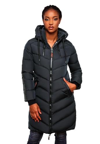 MARIKOO Damen Winter Steppjacke Mantel Parka Winterjacke gesteppt B842 [B842-Armas-Navy-Gr.XS] von MARIKOO