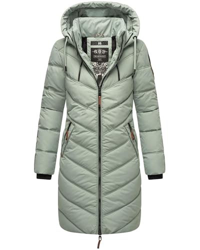 MARIKOO Damen Winter Steppjacke Mantel Parka Winterjacke gesteppt B842 [B842-Armas-Smokey-Mint-Gr.S] von MARIKOO