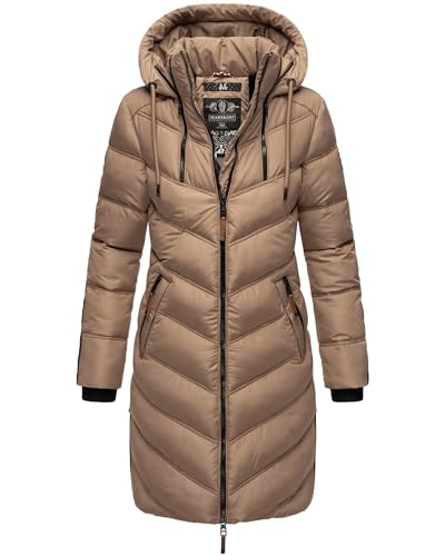 MARIKOO Damen Winter Steppjacke Mantel Parka Winterjacke gesteppt B842 [B842-Armas-Taupe-Grey-Gr.L] von MARIKOO