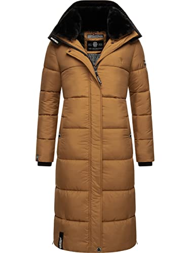 MARIKOO Damen Wintermantel Warmer Steppmantel lang mit Abnehmbarer Kapuze Reliziaa Camel Gr. XL von MARIKOO