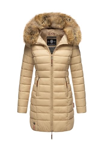 MARIKOO Damen Winter Übergangs Jacke Winterjacke Stepp Mantel gesteppt B647 [B647-Rosen-Beige-Gr.M] von MARIKOO