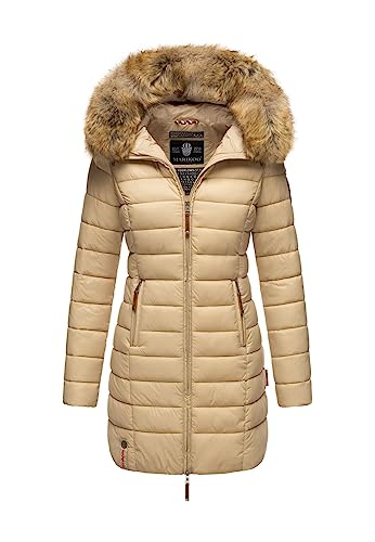 MARIKOO Damen Winter Übergangs Jacke Winterjacke Stepp Mantel gesteppt B647 [B647-Rosen-Beige-Gr.S] von MARIKOO