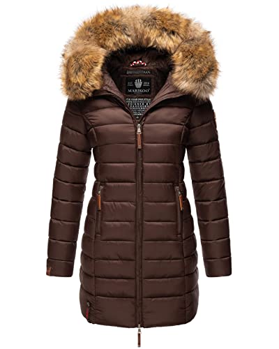 MARIKOO Damen Winter Übergangs Jacke Winterjacke Stepp Mantel gesteppt B647 [B647-Rosen-Dark-Choco-Gr.XL] von MARIKOO