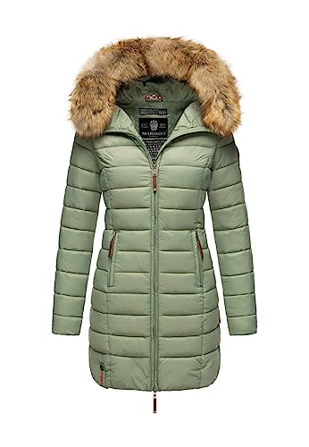 MARIKOO Damen Winter Übergangs Jacke Winterjacke Stepp Mantel gesteppt B647 [B647-Rosen-Smokey-Mint-Gr.M] von MARIKOO