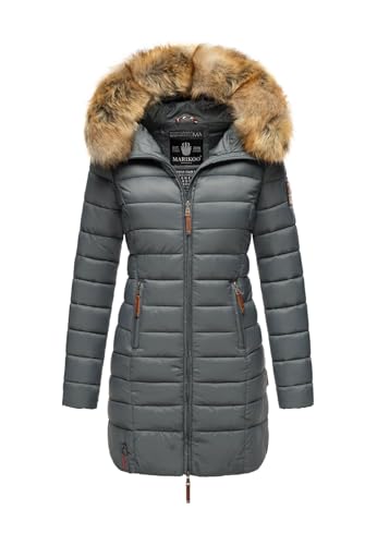 MARIKOO Damen Winter Übergangs Jacke Winterjacke Stepp Mantel gesteppt B647 [B647-Rosen-Stormy-Blue-Gr.XL] von MARIKOO