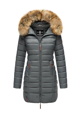 MARIKOO Damen Winter Übergangs Jacke Winterjacke Stepp Mantel gesteppt B647 [B647-Rosen-Stormy-Blue-Gr.XXL] von MARIKOO