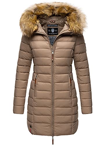 MARIKOO Damen Winter Übergangs Jacke Winterjacke Stepp Mantel gesteppt B647 [B647-Rosen-Taupe-Gr.S] von MARIKOO