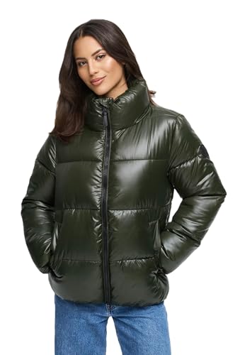 MARIKOO Damen Winterjacke (S-3XL) - gesteppt, hochschließender Kragen, leicht - N071 - DarkOlive Größe M - Gr.M von MARIKOO