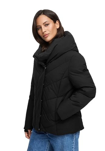 MARIKOO Damen Winterjacke (XS-3XL) - gesteppt, feste Kapuze, herausnehmbares Steppinnenteil - N085 - Schwarz Größe XL - Gr.XL von MARIKOO