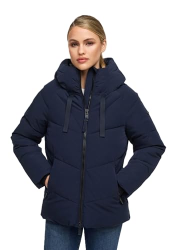 MARIKOO Damen Winterjacke (XS-3XL) - gesteppt, mit fest integrierter Kapuze, 4 Taschen - N078 - Navy Größe L - Gr.L von MARIKOO