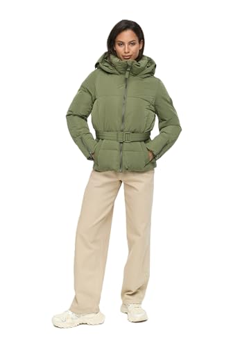 MARIKOO Damen Winterjacke (XS-XXL) - gesteppt, mit Kapuze, Taillengürtel - N055 - OliveLeaf Größe XS - Gr.XS von MARIKOO