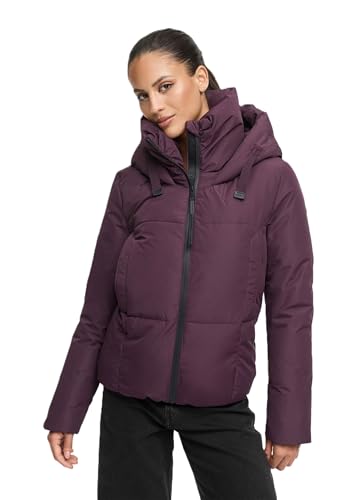 MARIKOO Damen Winterjacke (XS-XXL) - gesteppt, mit Kapuze, innen Fleecefutter - N086 - DustyPlum Größe S - Gr.S von MARIKOO