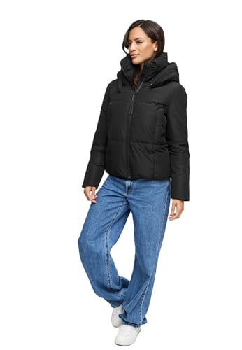 MARIKOO Damen Winterjacke (XS-XXL) - gesteppt, mit Kapuze, innen Fleecefutter - N086 - Schwarz Größe M - Gr.M von MARIKOO