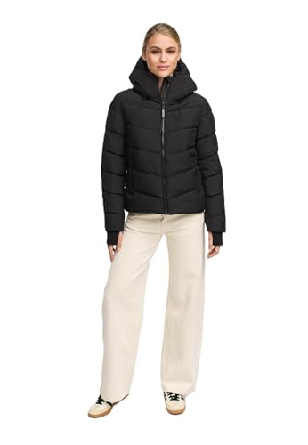 MARIKOO Damen Winterjacke (XS-XXL) - gesteppt mit gefütterter Kapuze - N114 - Schwarz Größe M - Gr.M von MARIKOO