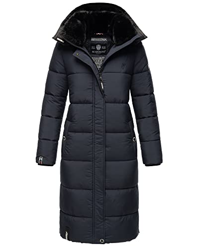 MARIKOO Damen Winterjacke Parka Stepp Mantel Kunstfell gefüttert Kapuze Reliziaa Blau 44 - XXL von MARIKOO