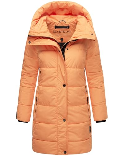 Damen Winterjacke Stepp Winter Jacke Übergang Steppjacke lang warm Kapuze B987 [B987-Karumik-Aprico-Sor-Gr.XS] von MARIKOO