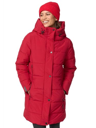 MARIKOO Damen Winterjacke Stepp Winter Jacke Übergang Steppjacke lang warm Kapuze B987 [B987-Karumik-Dark-Red-Gr.L] von MARIKOO