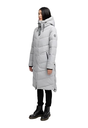 MARIKOO Damen Winterjacke Stepp Winter Jacke gesteppter Wintermantel warm lang Mantel [B949-Benik-Grey-Gr.XXL] von MARIKOO