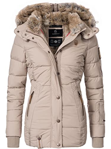 MARIKOO Damen warme Winter Steppjacke Nekoo Beige Gr. M von MARIKOO