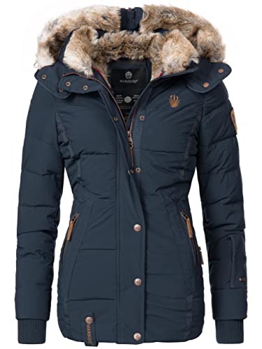MARIKOO Damen Winterjacke warme Steppjacke mit Kunstfell Innenfutter Nekoo Blau Gr. XXL von MARIKOO