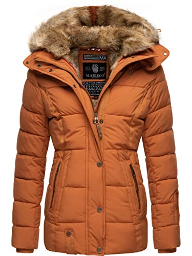 MARIKOO Damen Winterjacke warme Steppjacke mit Kunstfell Innenfutter Nekoo Rusty Cinnamon Gr. S von MARIKOO
