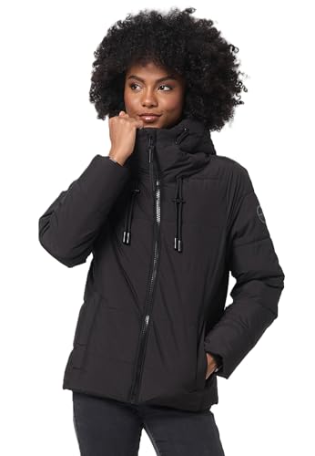 MARIKOO Damen Winterjacke Steppjacke Winter Jacke gesteppt warm mit Kapuze B977 [B977-Shimo-Schwarz-Gr.S] von MARIKOO