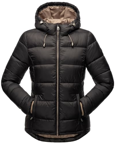 MARIKOO Damen Winterjacke Steppjacke gesteppte Jacke mit Kapuze Leandraa XS-XXL (DE/NL/SE/PL, Alphanumerisch, XXL, Regular, Regular, Schwarz) von MARIKOO