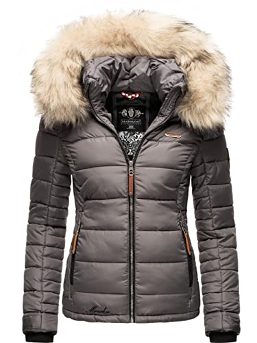 MARIKOO Damen Winterjacke Steppjacke mit abnehmbarem Kunstfell Lerikaa Dark Grey Gr. XL MARIKOO Damen Winterjacke Steppjacke mit abnehmbarem Kunstfell Lerikaa Dark Grey Gr. XL von MARIKOO