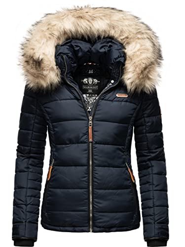 MARIKOO Damen Winterjacke Steppjacke mit abnehmbarem Kunstfell Lerikaa Navy Gr. XXL MARIKOO Damen Winterjacke Steppjacke mit abnehmbarem Kunstfell Lerikaa Navy Gr. XXL von MARIKOO