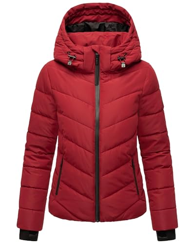 MARIKOO Damen Winterjacke Steppjacke warm mit Abnehmbarer Kapuze Samuiaa XVI Dark Red Gr. XXL von MARIKOO