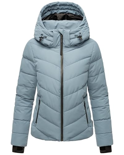 MARIKOO Damen Winterjacke Steppjacke warm mit Abnehmbarer Kapuze Samuiaa XVI Powder Blue Gr. M von MARIKOO