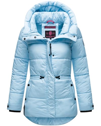 MARIKOO Damen Winterjacke Steppjacke warm mit Kapuze Akumaa Baby Blue Gr. L von MARIKOO