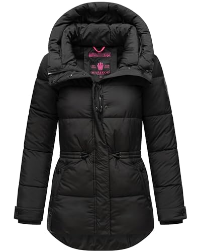 MARIKOO Damen Winterjacke Steppjacke warm mit Kapuze Akumaa Black Gr. L von MARIKOO