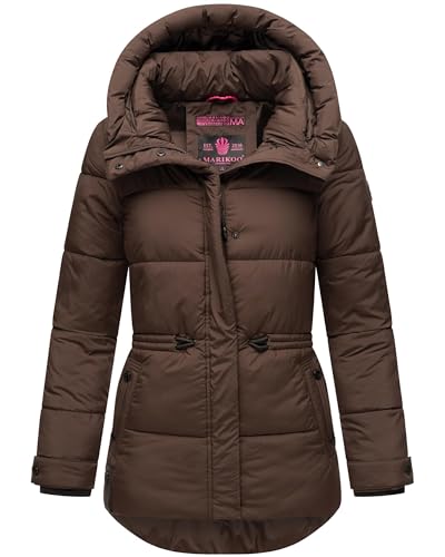 MARIKOO Damen Winterjacke Steppjacke warm mit Kapuze Akumaa Dark Choco Gr. XL von MARIKOO