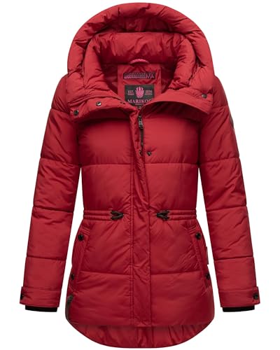 MARIKOO Damen Winterjacke Steppjacke warm mit Kapuze Akumaa Dark Red Gr. S von MARIKOO